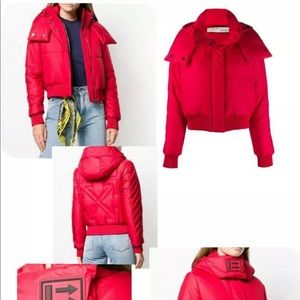 Off-White by Virgil Abloh Red Bomber Puffer Coat Jacket IT 40 (US 2-4)